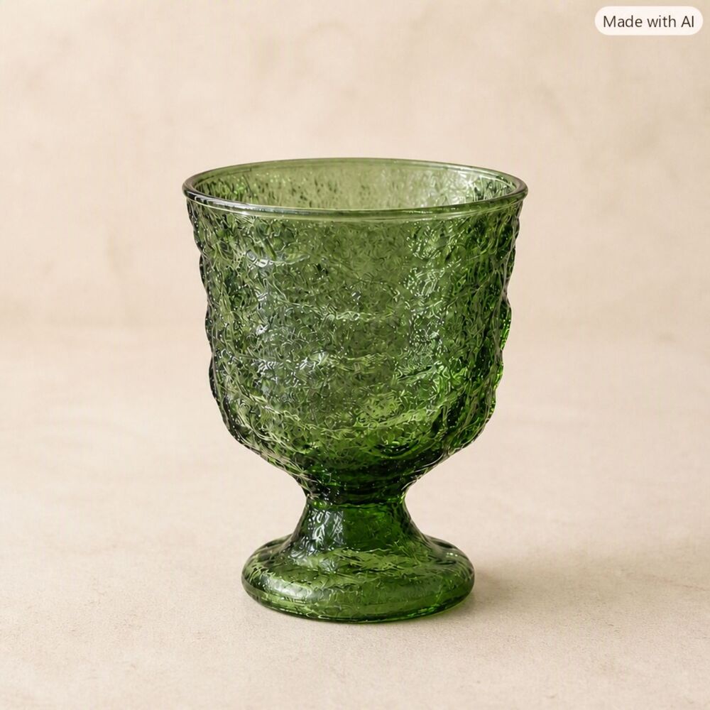 Vintage Green Textured Glass Goblet Pedestal Vase – E.B. Brody Co – EUC